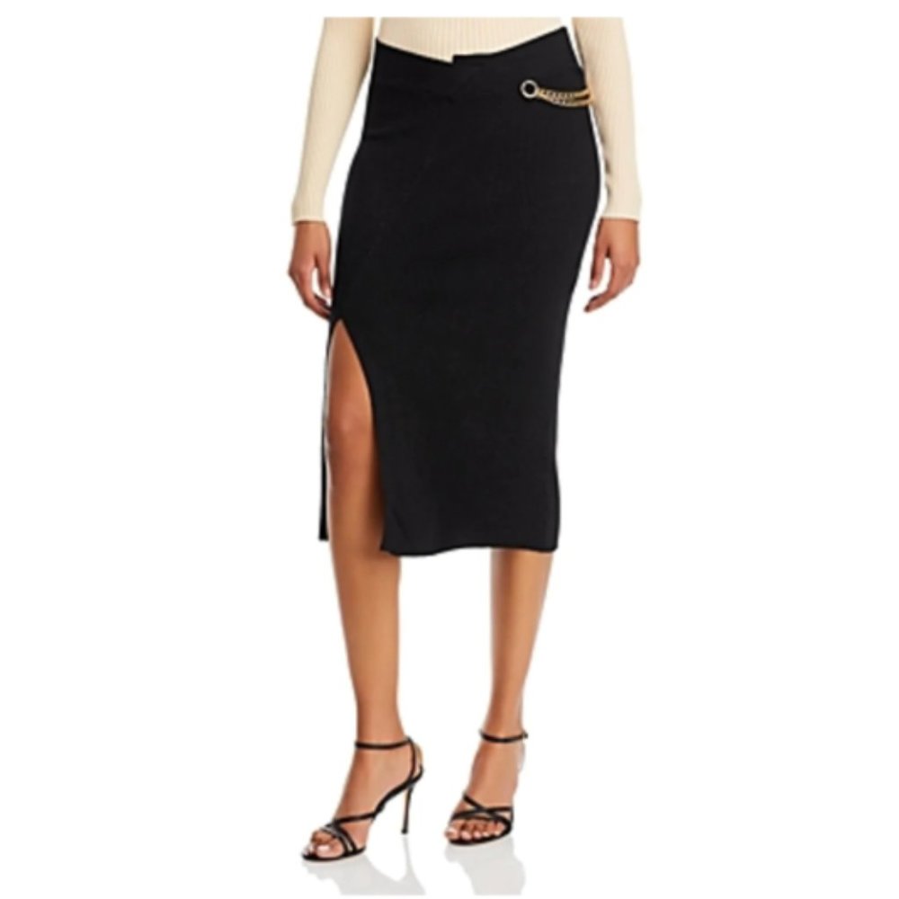 FORE black sweater knit ribbed skirt M